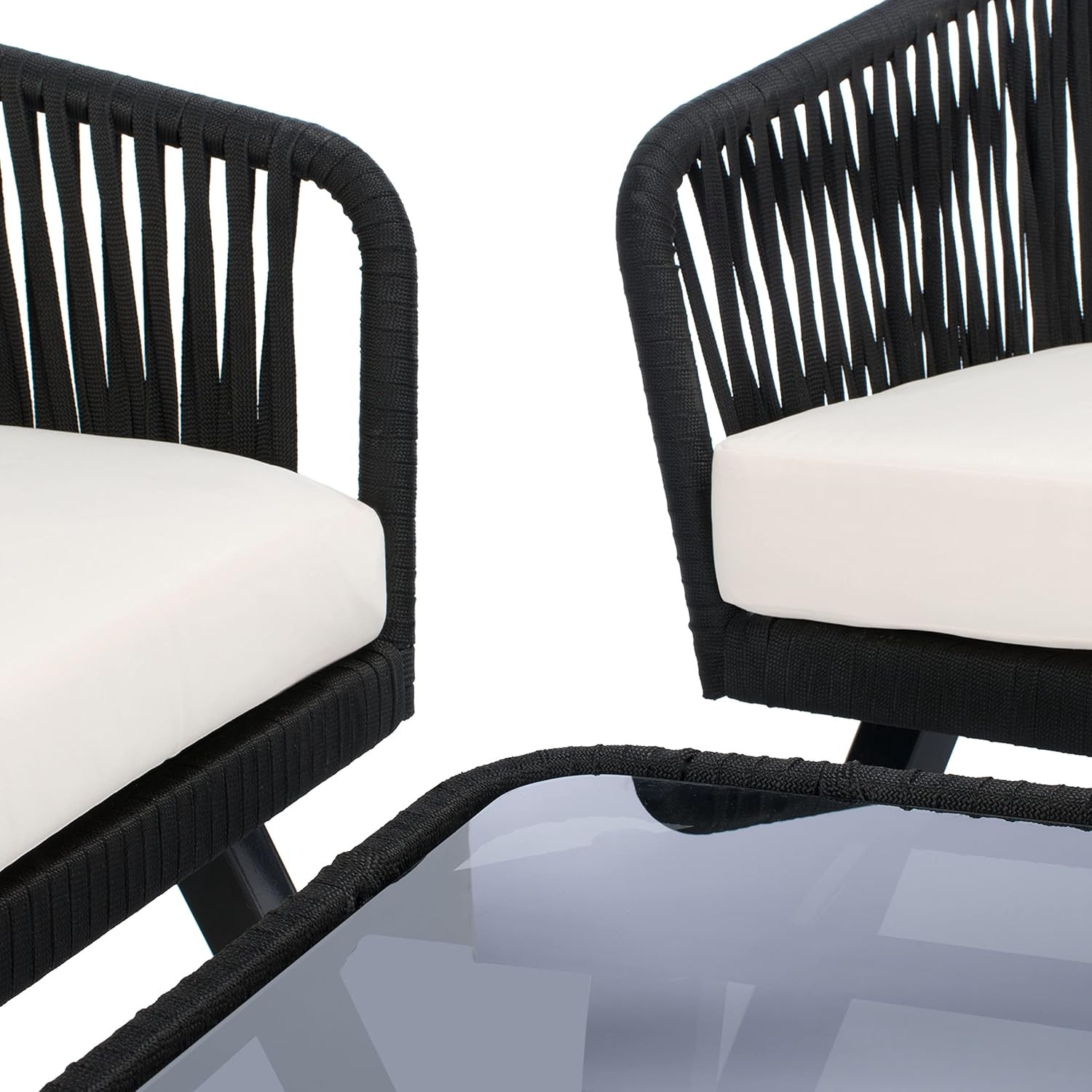 Jorda 4-Piece Wicker Rope Patio Set – Black/Beige Outdoor Living Collection