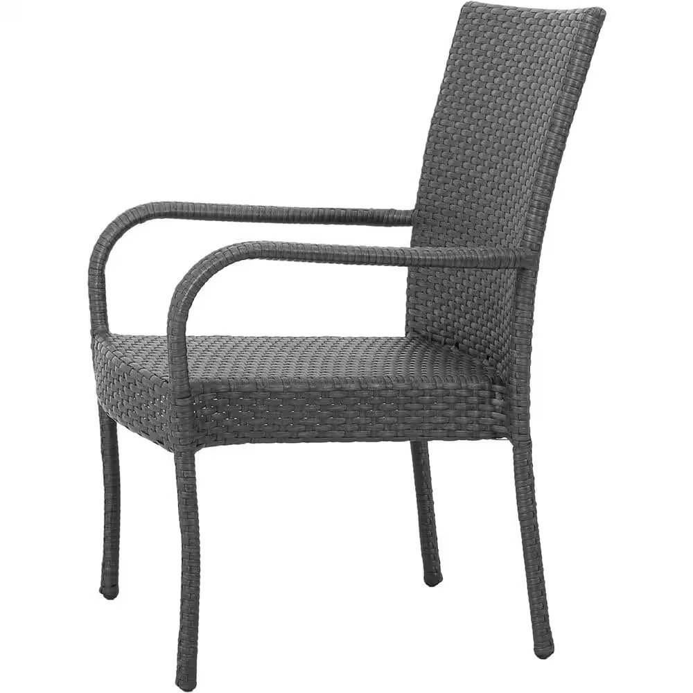 35 In. H Rattan Outdoor Dining Chairs Wicker Patio Chairs in Gray (Set of 2)