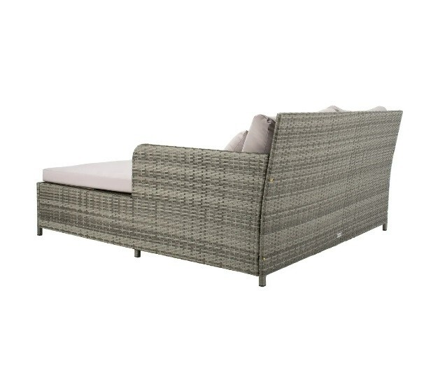 Grey Outdoor Patio Wicker Day Bed Pillow Cushion Rattan Pool Side Deck Sun Room