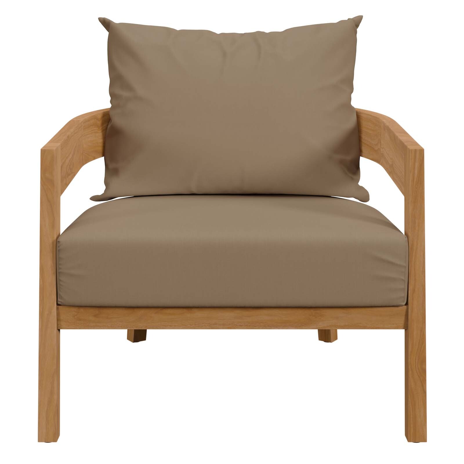 Modway Brisbane 3-Piece Teak Wood Outdoor Patio Set in Natural Light Brown