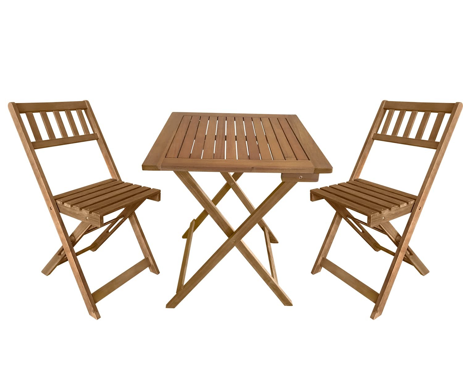 Acacia Wood 3-Piece Folding Bistro Set for Patio, Garden, and Balcony