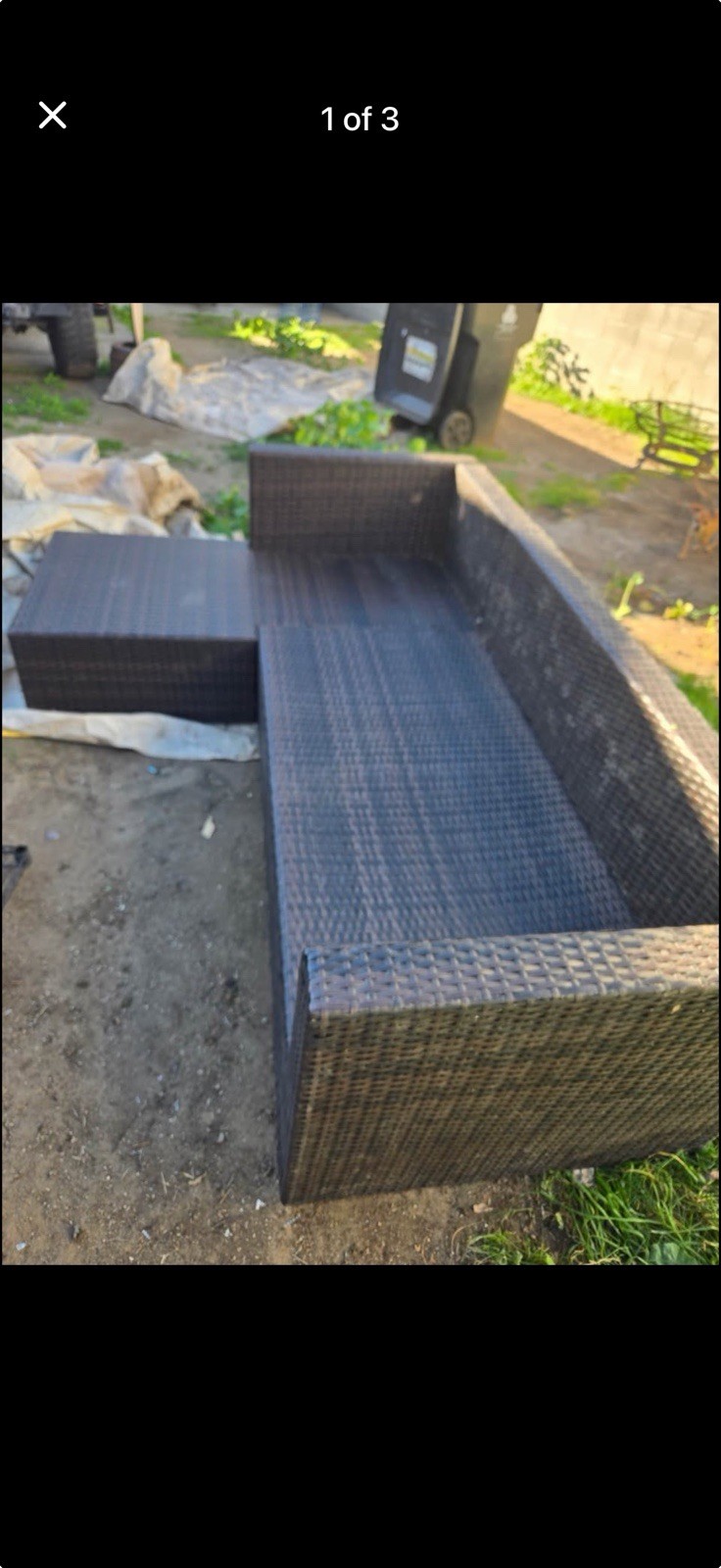 Brown Rattan Wicker Outdoor Lounge Sofa for Patio Adults