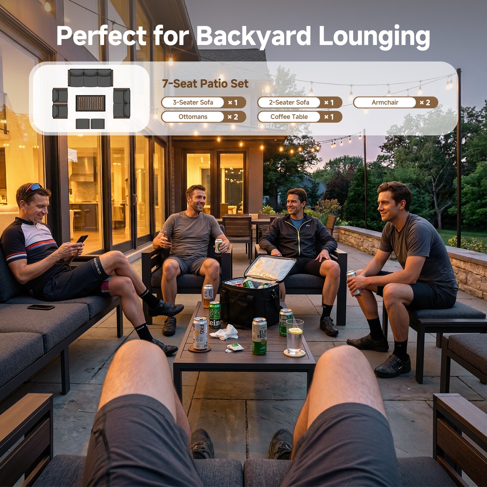 Aluminum Patio Furniture Set,Outdoor Metal Sofa for Patio Conversation Set