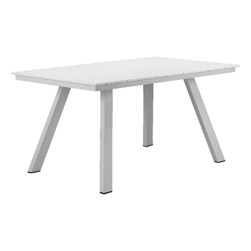 Pemberly Row Contemporary 30×59″ Aluminum Table in White Finish