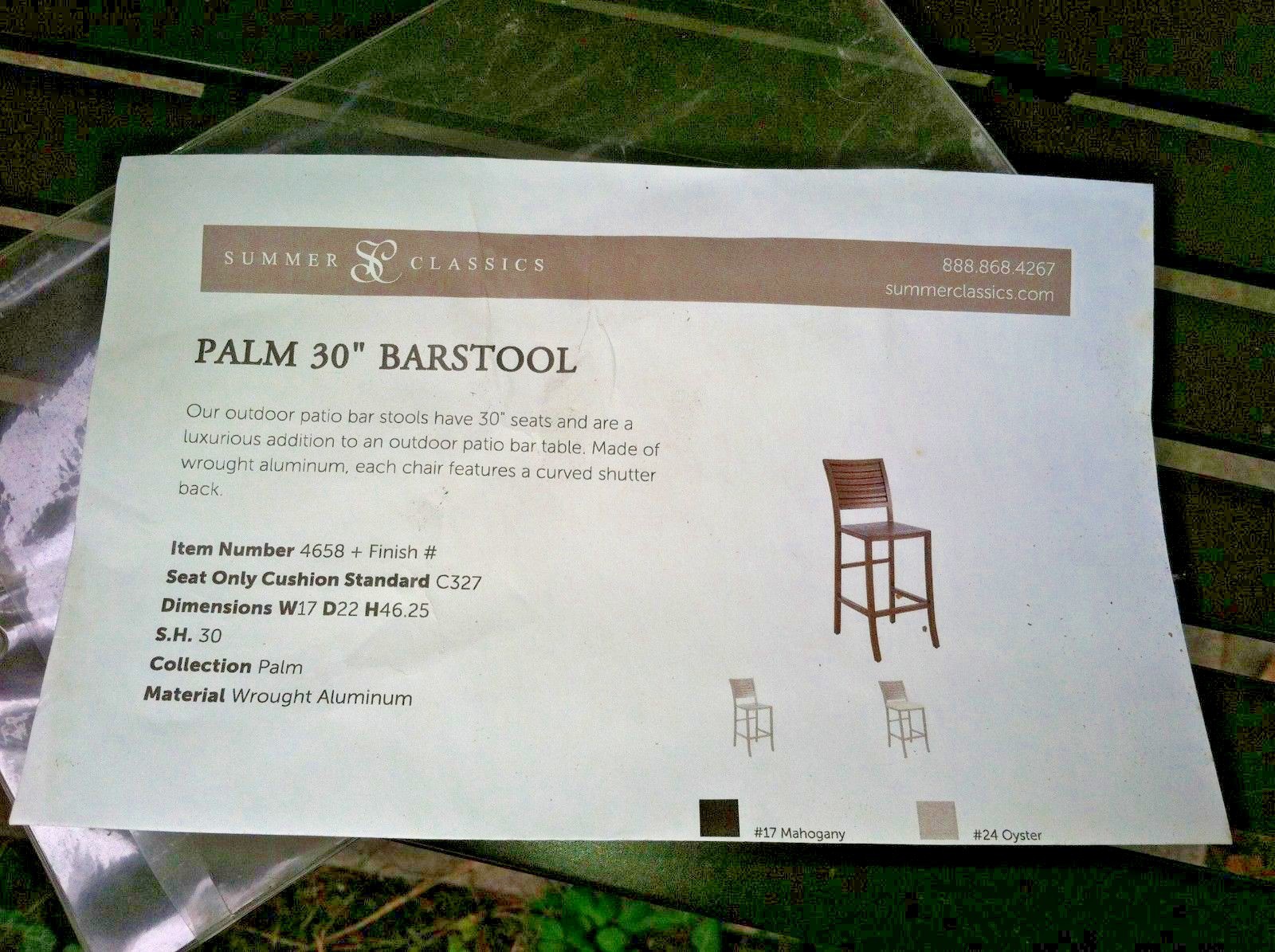 NEW Two 30″ Aluminum Palm Bar Stools Bistro Set Table Patio Furniture HI QUALITY