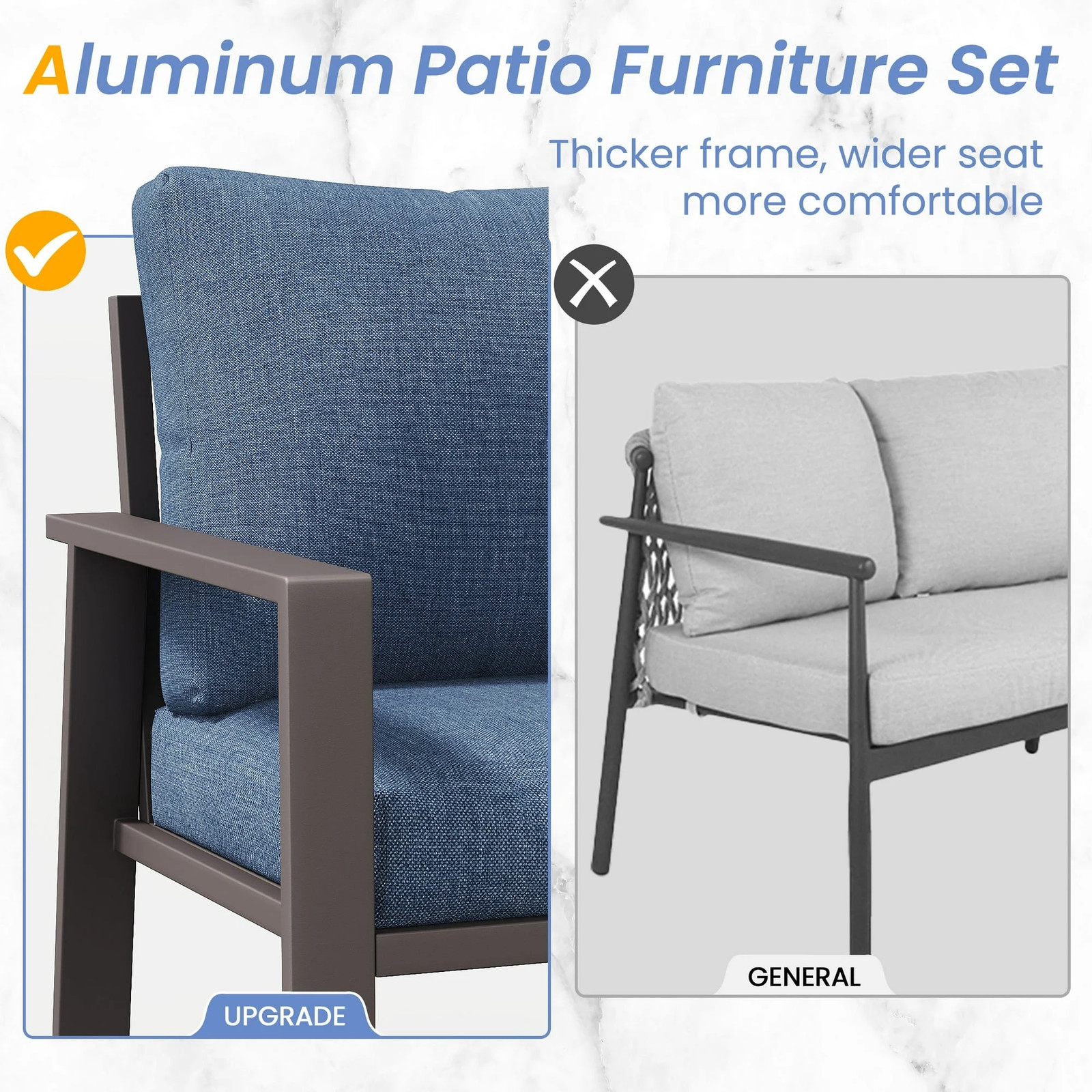 Aluminum Patio Furniture Set, Contemporary Outdoor Couch Set, Aluminum Patio Con