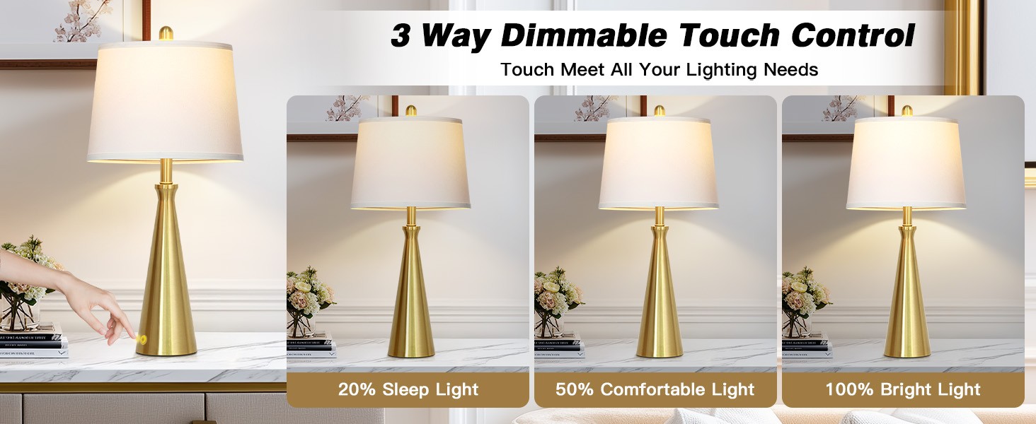 28″ Modern Gold Touch Table Lp Set of 2 for Living Room,Gold