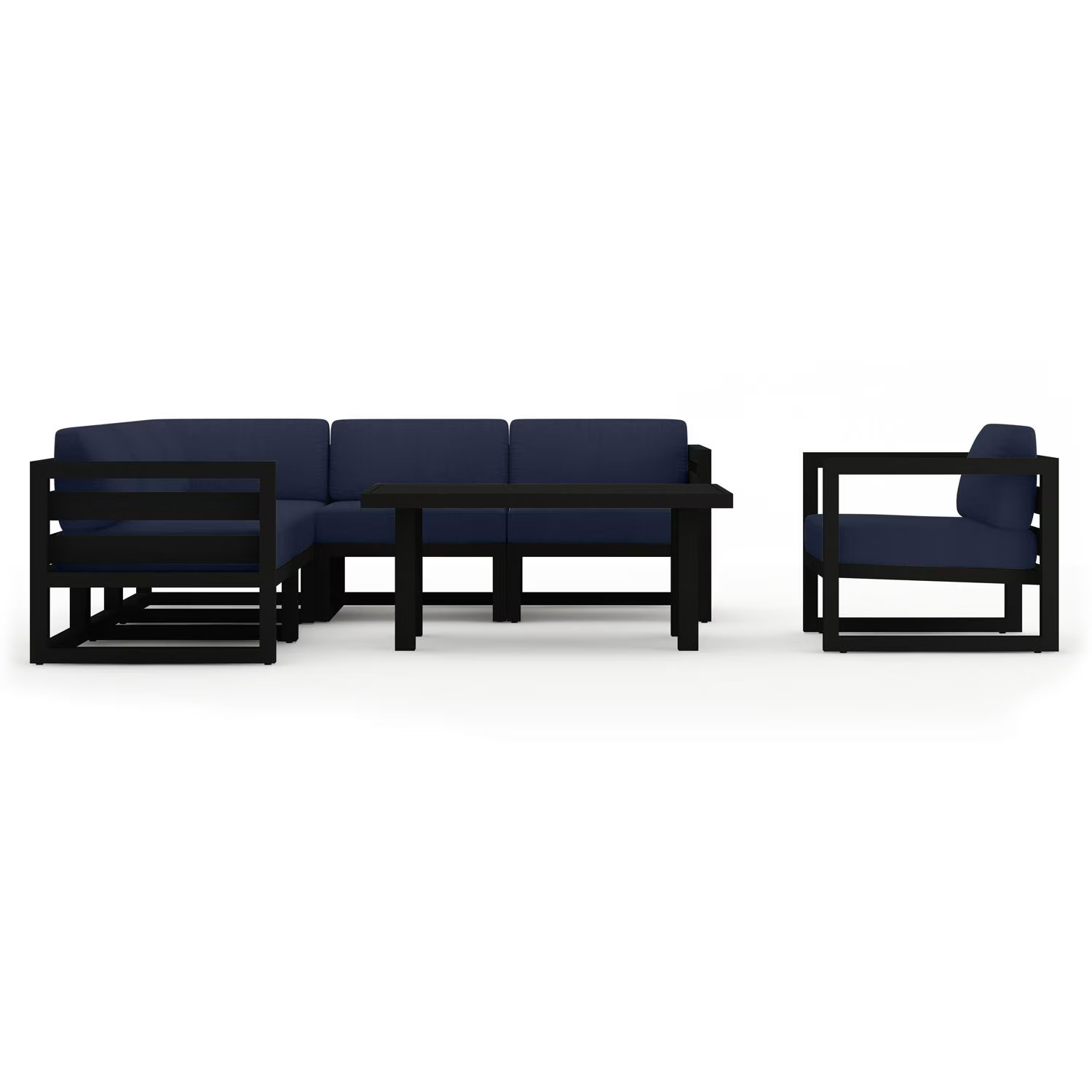 Misty Cove 7 Pc Aluminum Seating Set Sectional & Classic Chat Table in