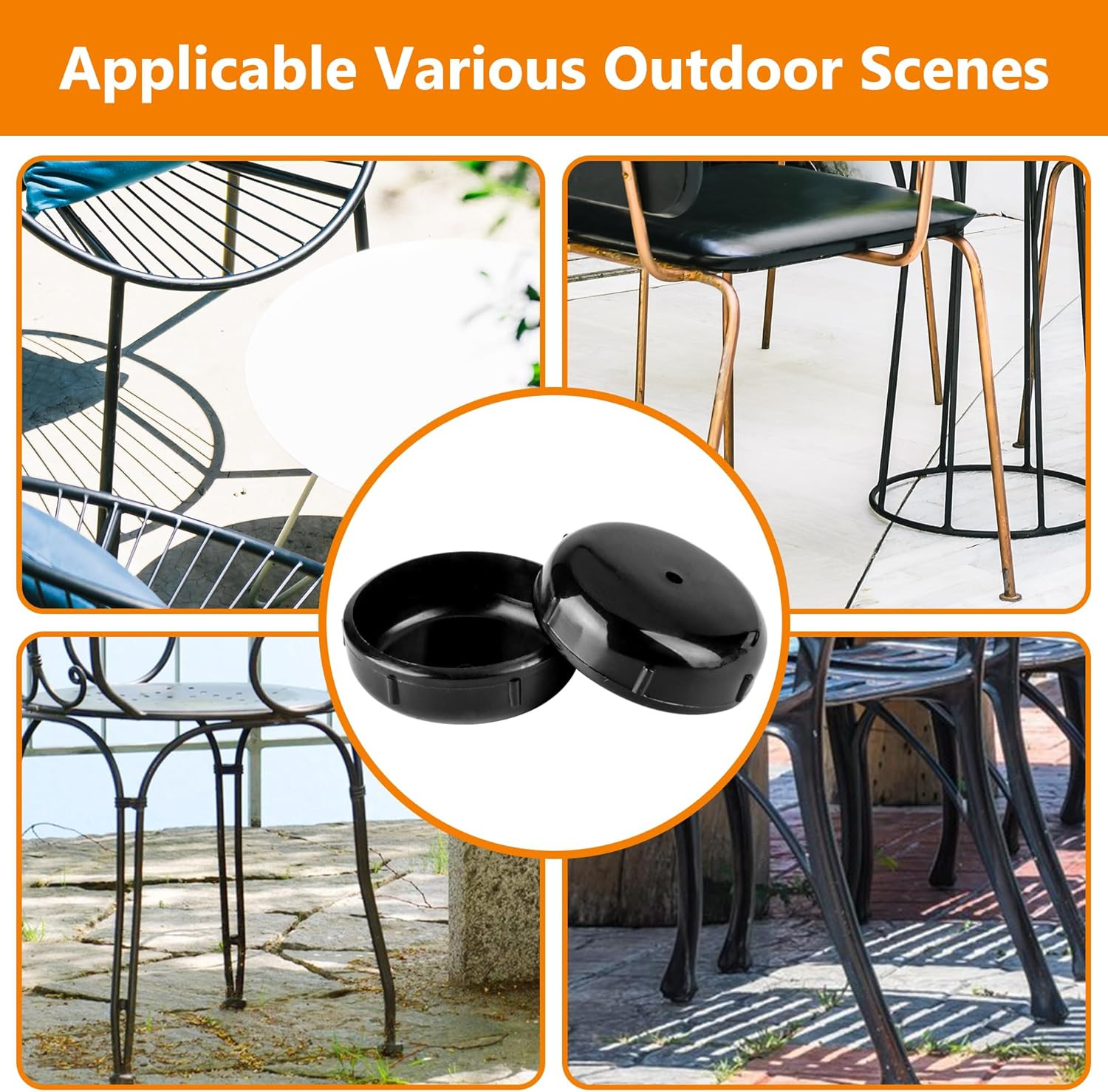 24-Pack Wrought Iron Patio Furniture Feet Caps 1-1/2 Inch Plastic Outdoor Pat…