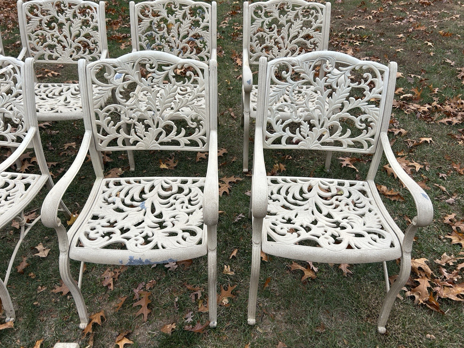 Beautiful Cast Aluminum Patio Set 8 Chairs And Table Stand *