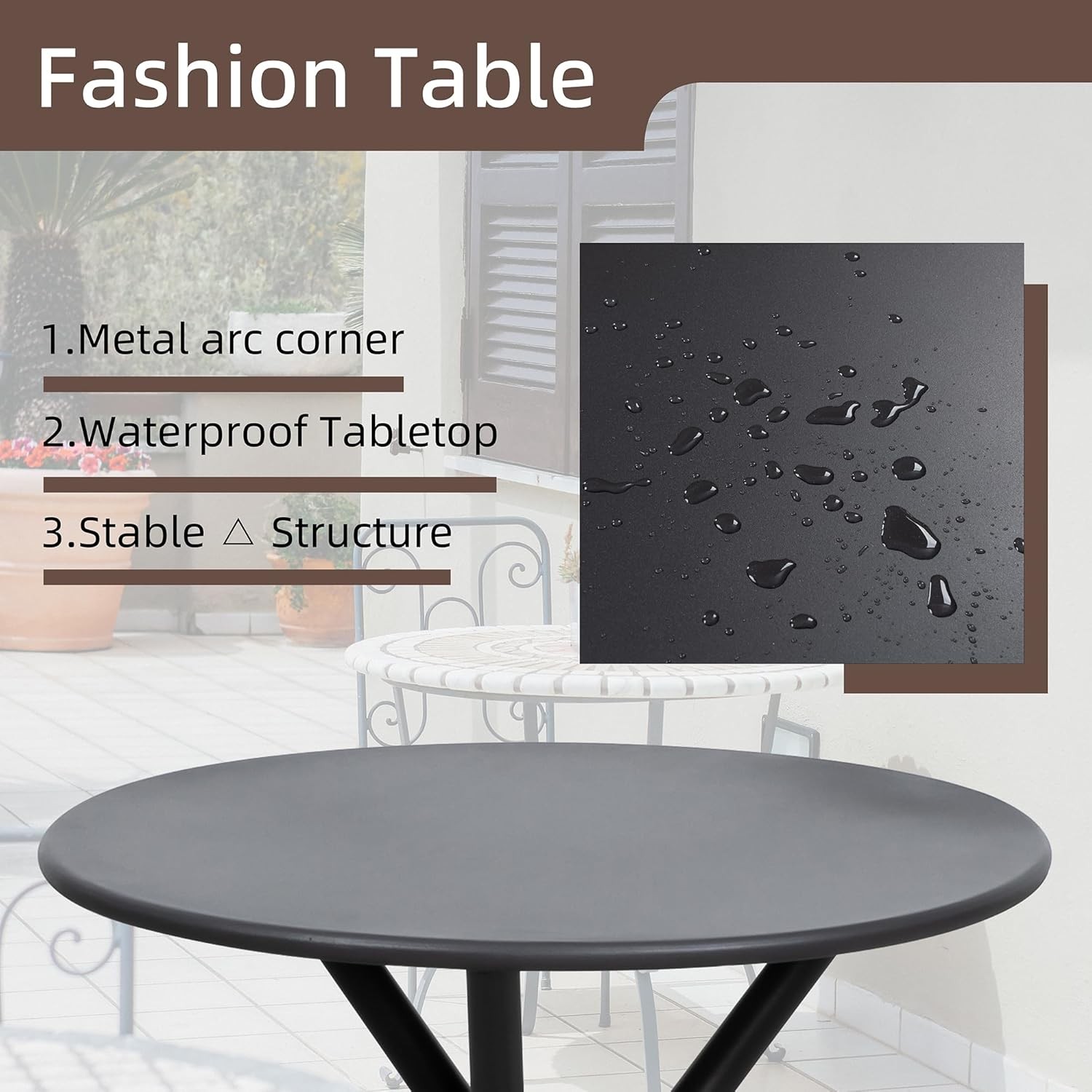 Shintenchi 3-Piece Patio Bistro Set Outdoor Furniture Table Chairs Conversation