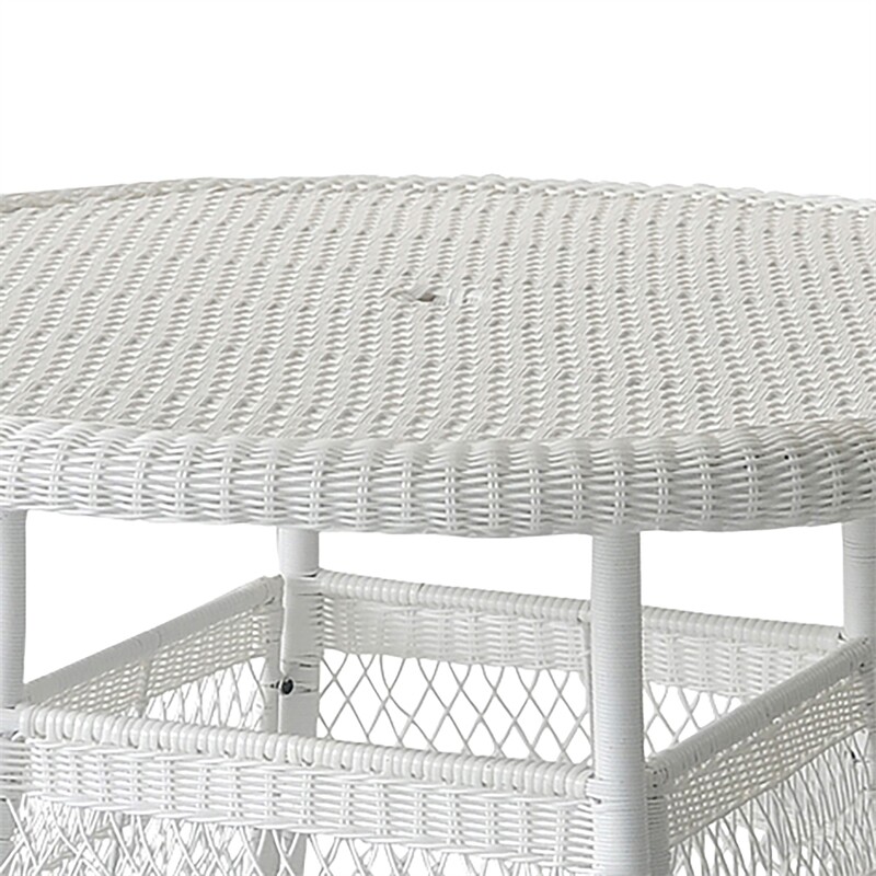 Jeco Resin Wicker 44″ Round Dining Table in White