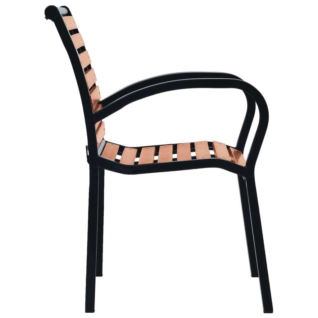 Patio Chairs 2 pcs Steel and WPC Black and Brown