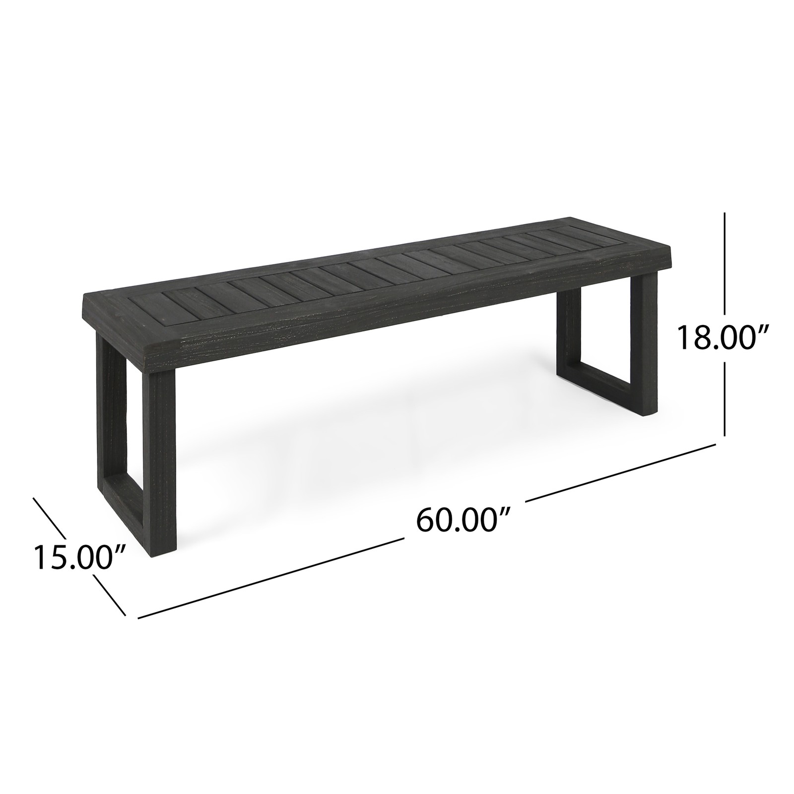 6-Person Acacia Outdoor Dining Set w/Bench & Cushions, Dark Grey