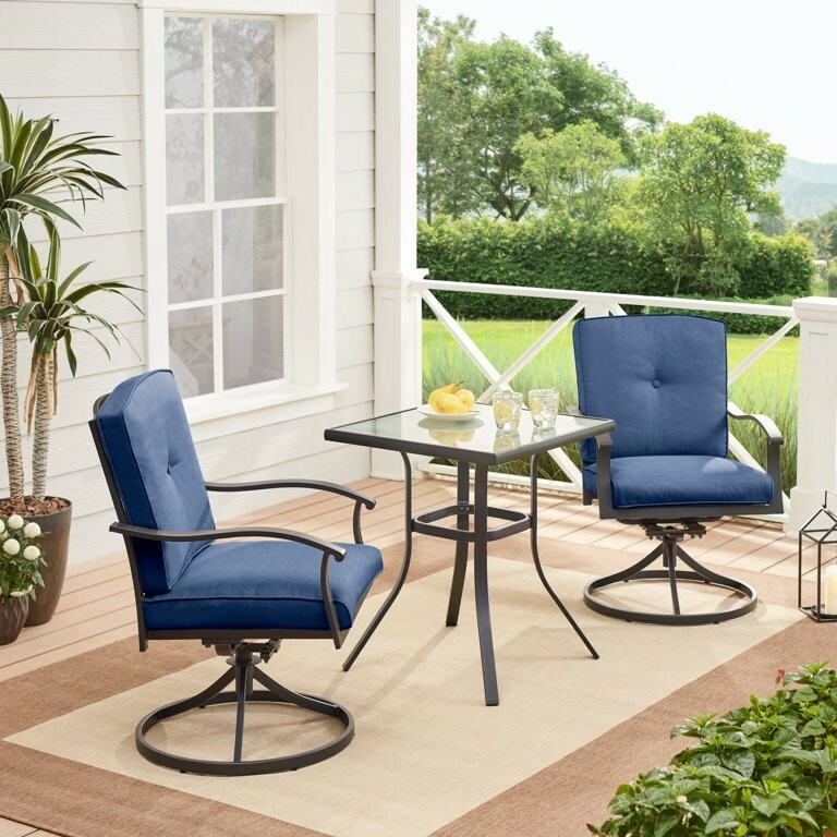 Mainstays Belden Park 3-Piece Outdoor Patio Bistro Set, Blue