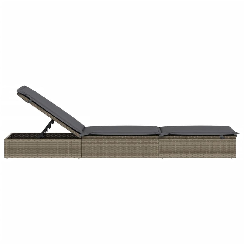 Sunbed 1 pc with Cushion Gray 79.1″x21.7″x24.4″ Poly Rattan