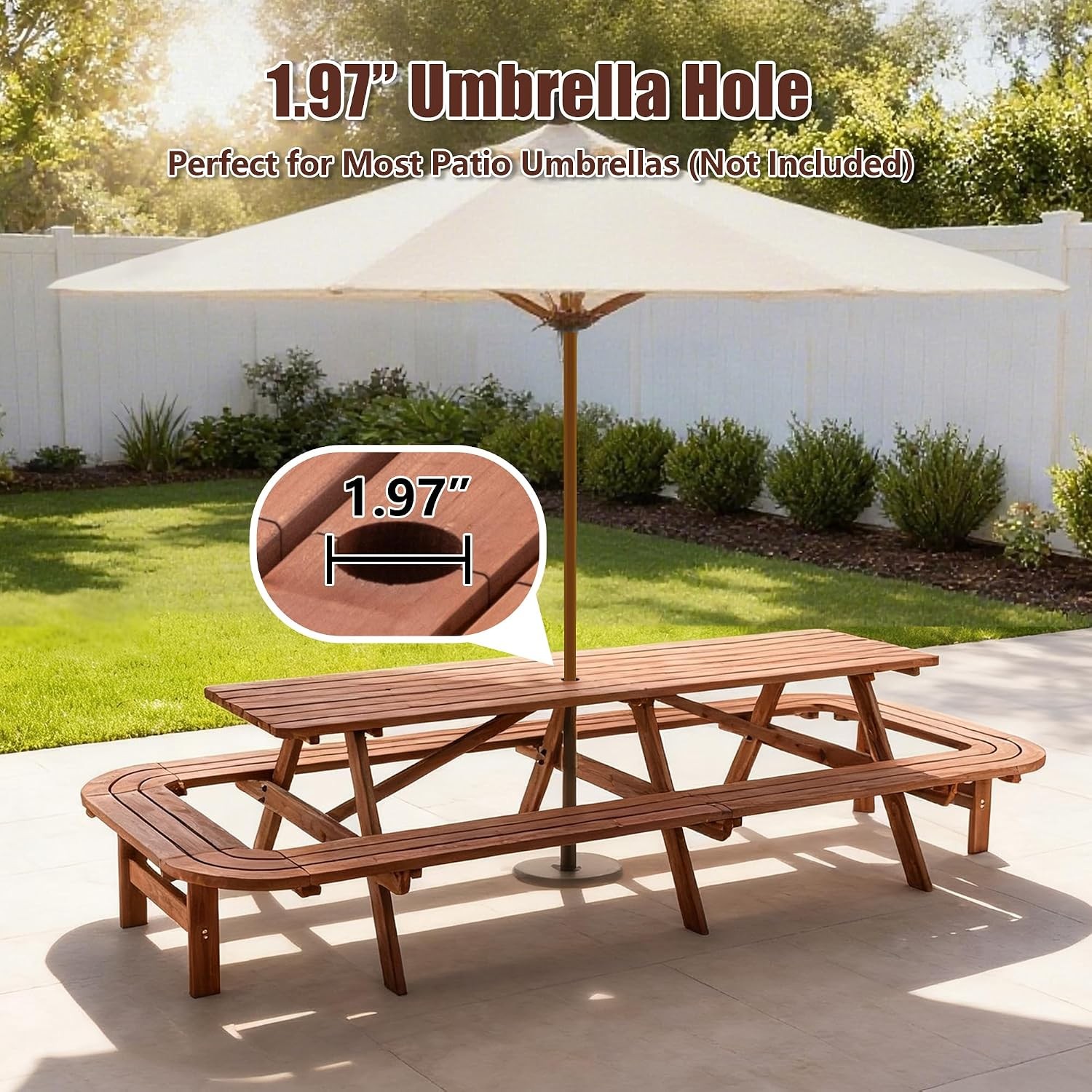 Picnic Table Bench Set 16 Persons 8FT Large Camping Table Wood Outdoor Dining
