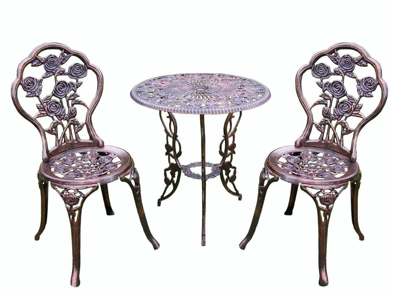 Outdoor Bronze 3 pc Bistro Set Patio Furniture Cast Aluminum Table Chairs Dining