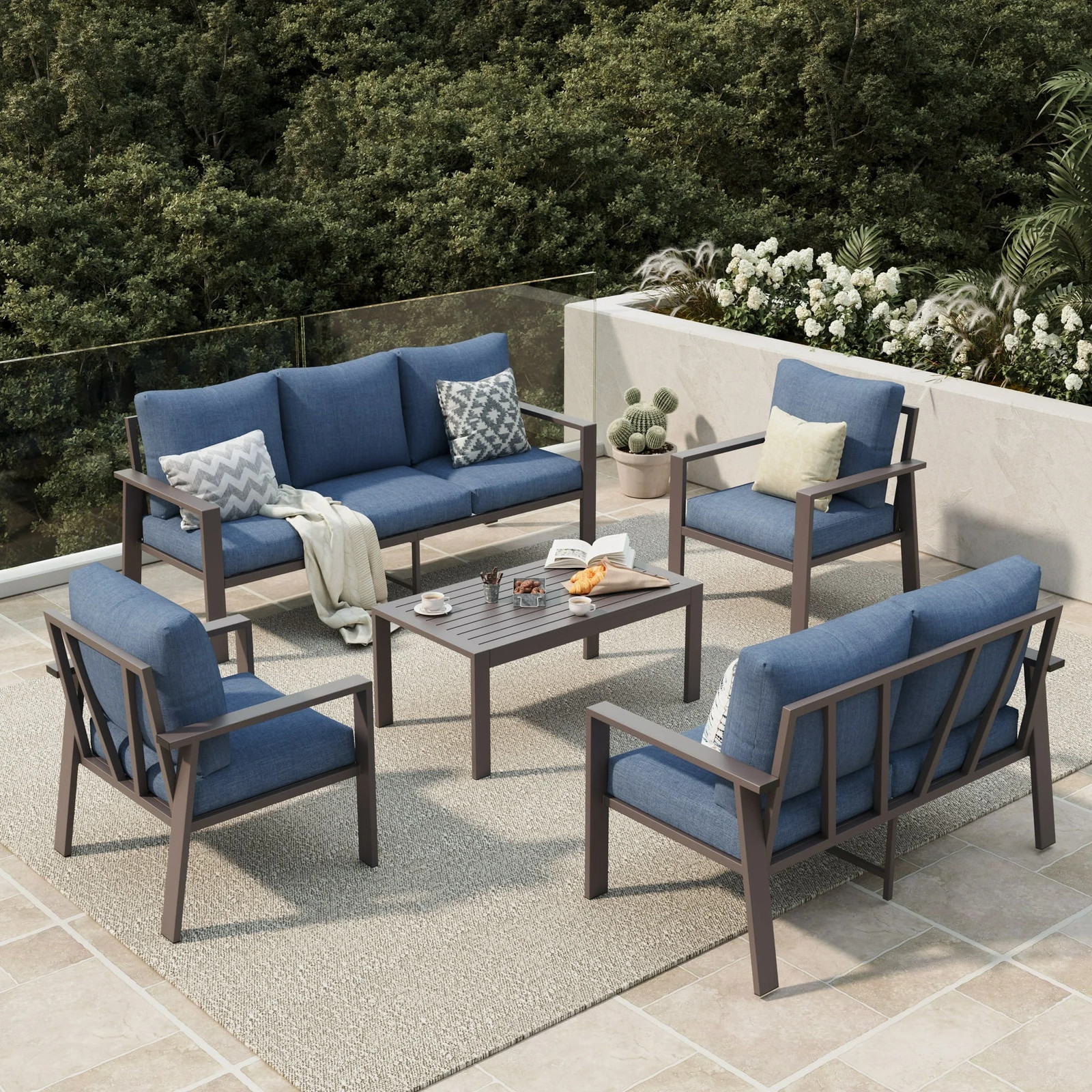 Aluminum Patio Furniture Set, Contemporary Outdoor Couch Set, Aluminum Patio Con