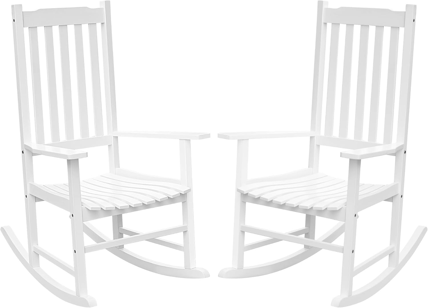 Flamaker Acacia Wood Patio Rocking Chair Set of 2, High Back and Widen Armrest f