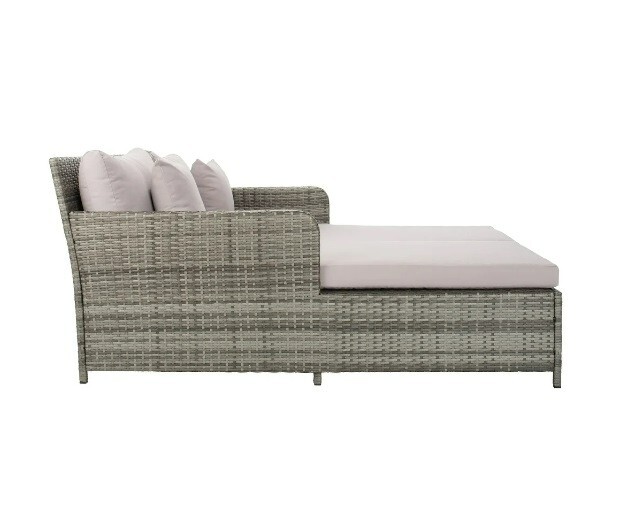 Grey Outdoor Patio Wicker Day Bed Pillow Cushion Rattan Pool Side Deck Sun Room