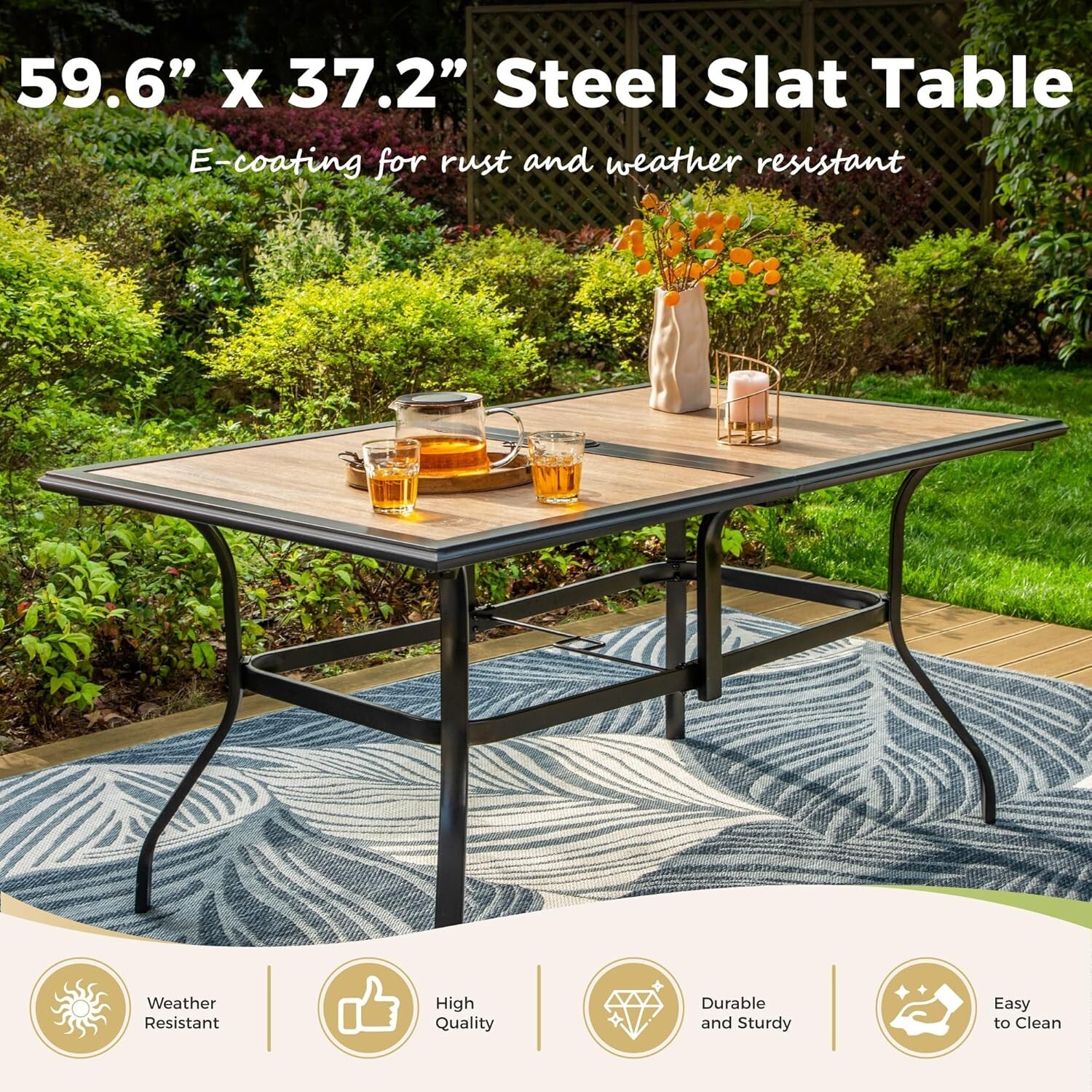 9 Piece Patio Furniture Set Outdoor Dining Set with 6 Chairs 60″ Rectangle Table