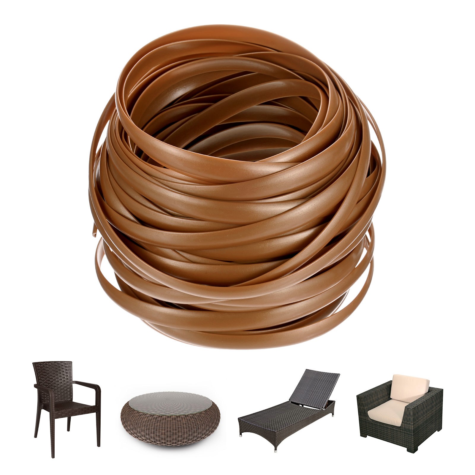 1-Pack Wicker Repair Kit, 8mm x 66ft/20m Plastic Flat Rattan [Light Brown]