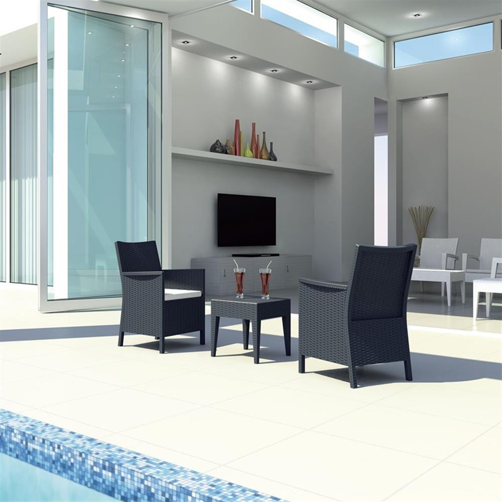 Compamia California 3 Piece Patio Conversation Set in Dark Gray