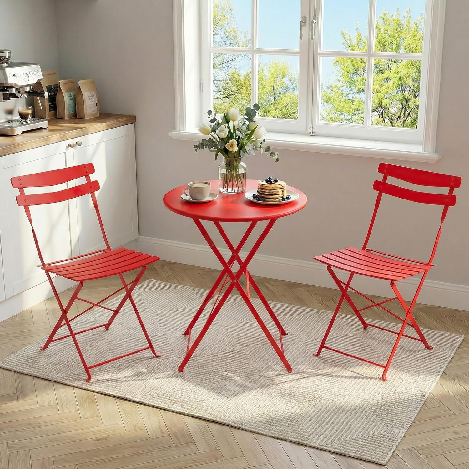 3-Piece Folding Bistro Set Weatherproof Patio Furniture Outdoor Table and Chairs