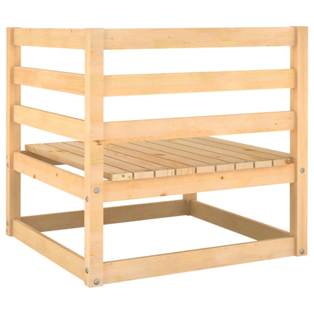 Patio Corner Sofa with Gray Cushions Solid Wood Pine
