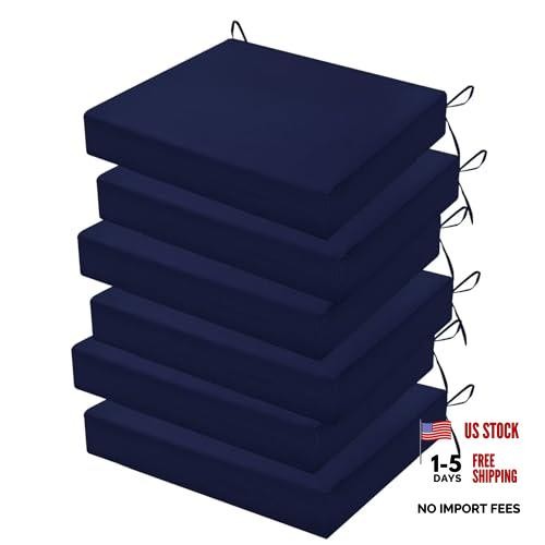 Set of 6 Outdoor Chair Cushions – 18.5×16 Inch – Navy Blue – Pack 1