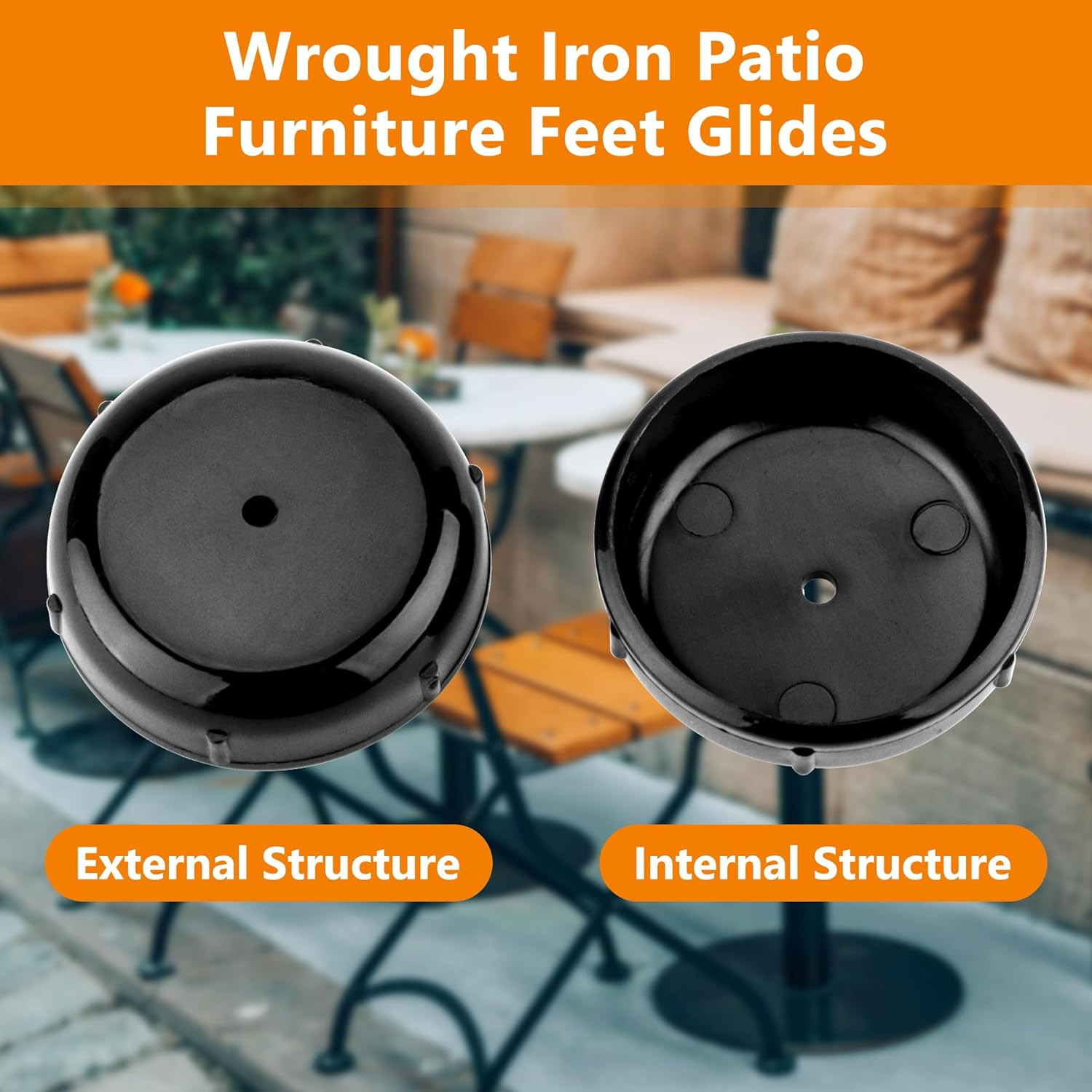 24-Pack 1.5″ Round Wrought Iron Patio Furniture Feet Caps for Outdoors