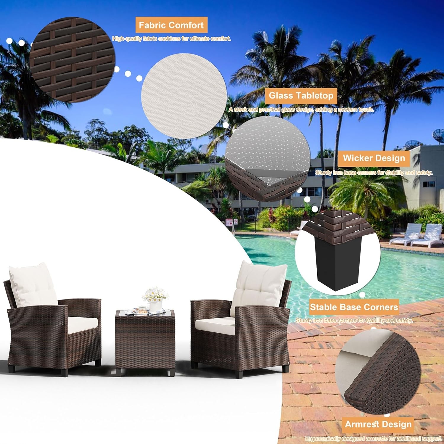 PE Rattan Wicker Outdoor Patio Seating Set