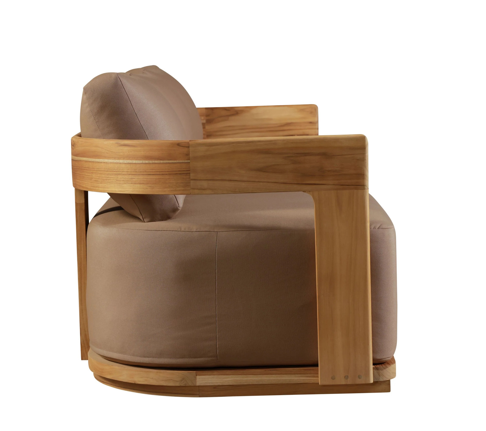 Eclipse Outdoor Solid Teak Wood Sofa – Light Brown Fabric Sofa