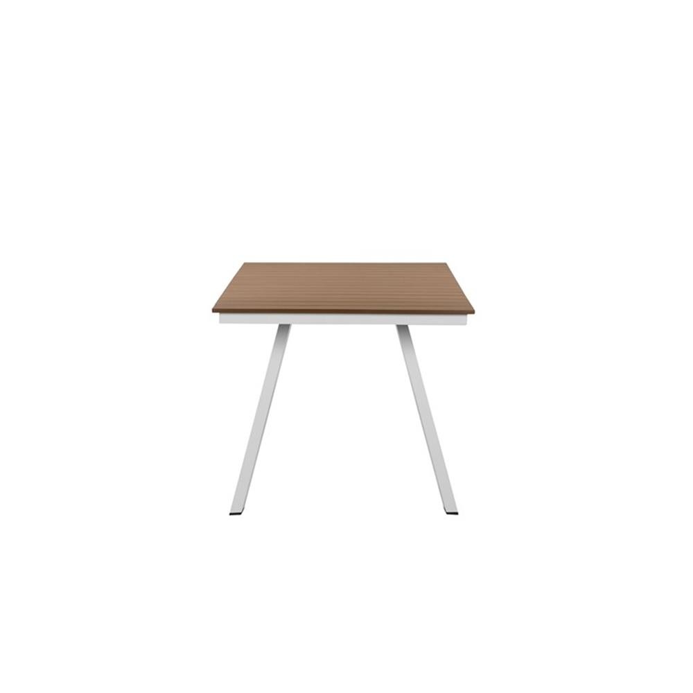 Pemberly Row 30×59″ Modern Aluminum Table in Teak and White Finish