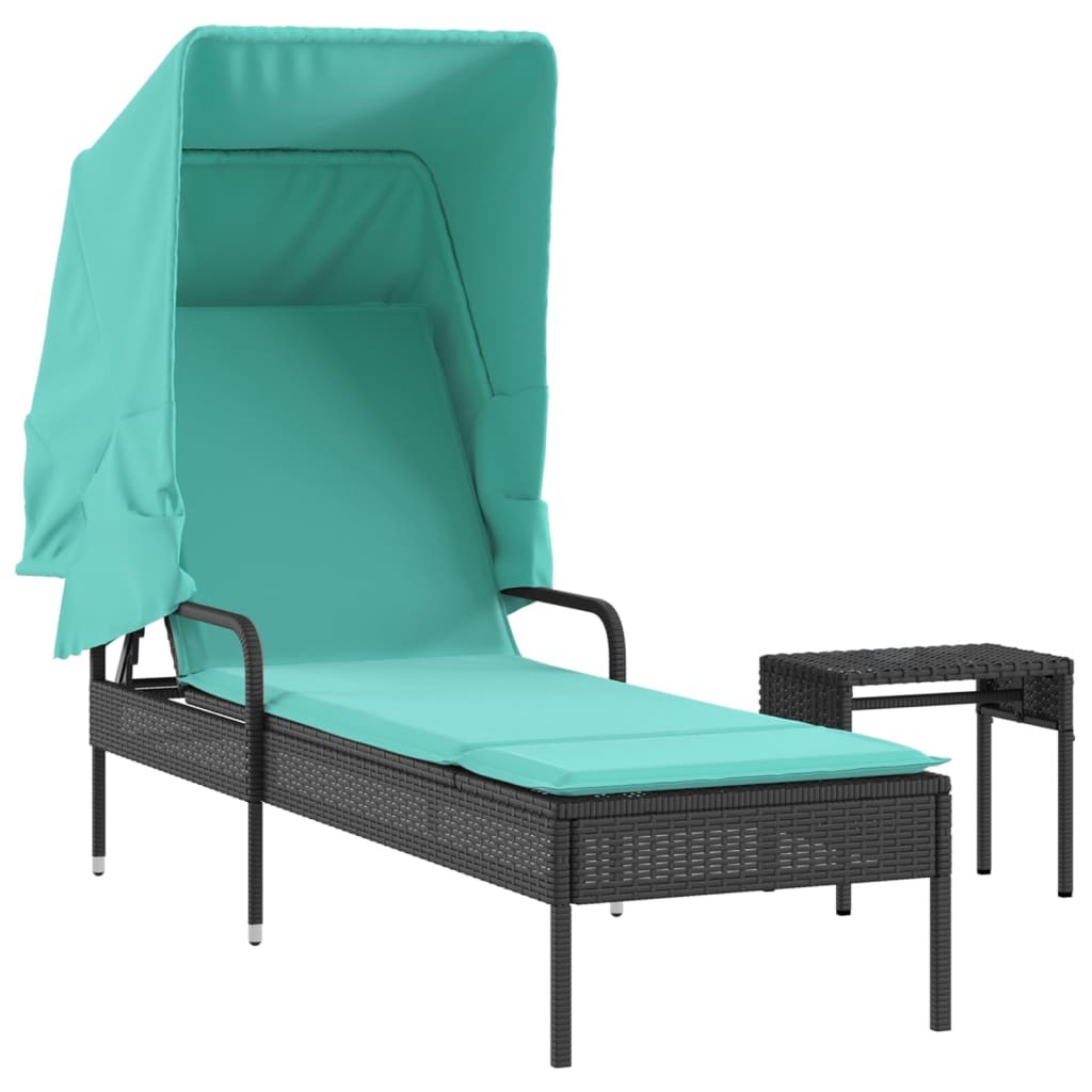 Adjustable Outdoor Sun Lounger with Canopy and Table – Multiple Colors vidaXL