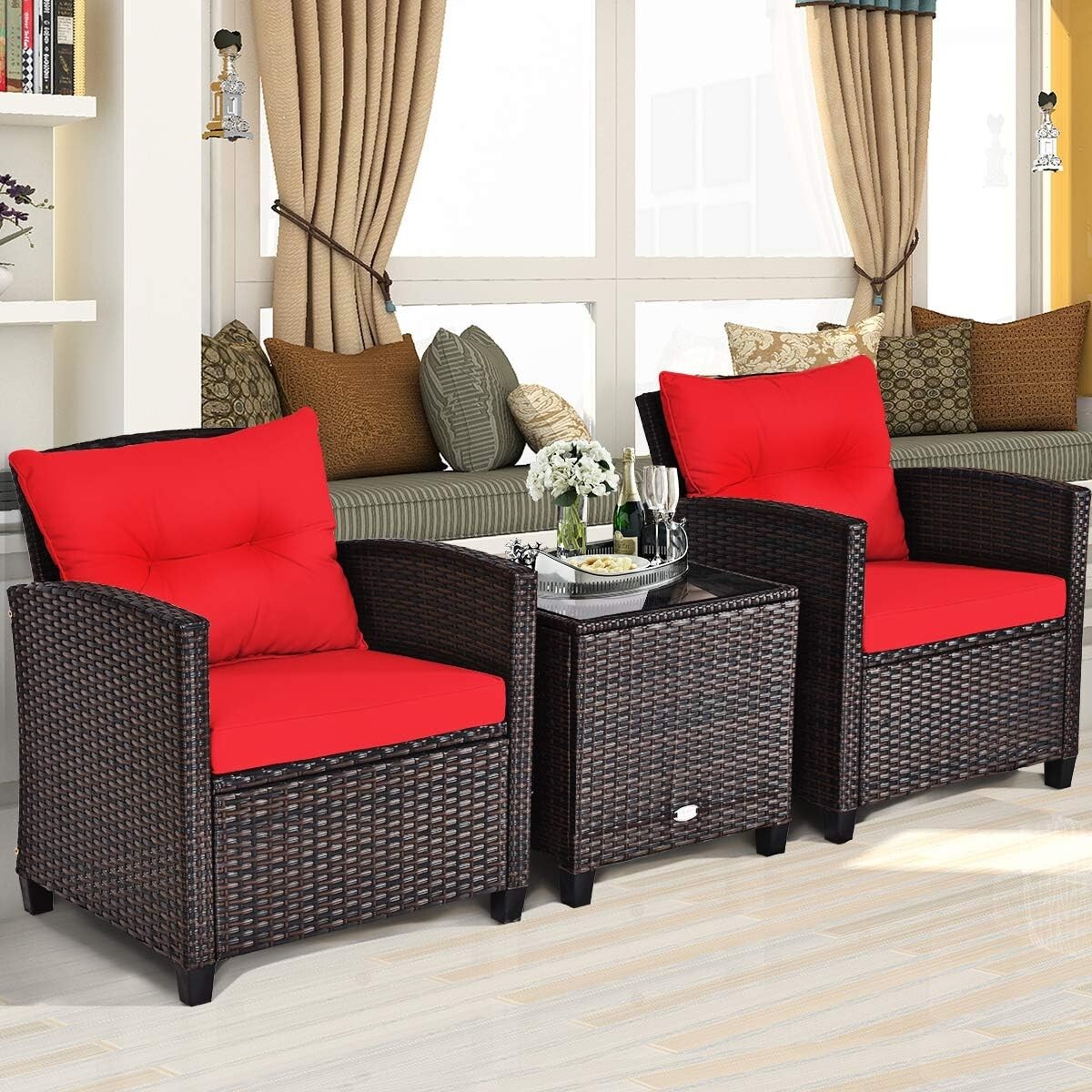 Compact 3-Piece Garden Sofa Set with Comfortable Cushions for Outdoor Relaxation