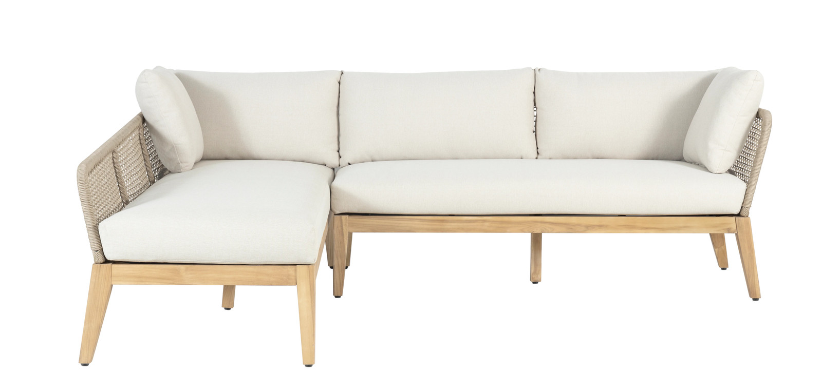 Cypress Teak Wood 2-piece Left Arm Chaise Outdoor Sectional – Beige Chaise