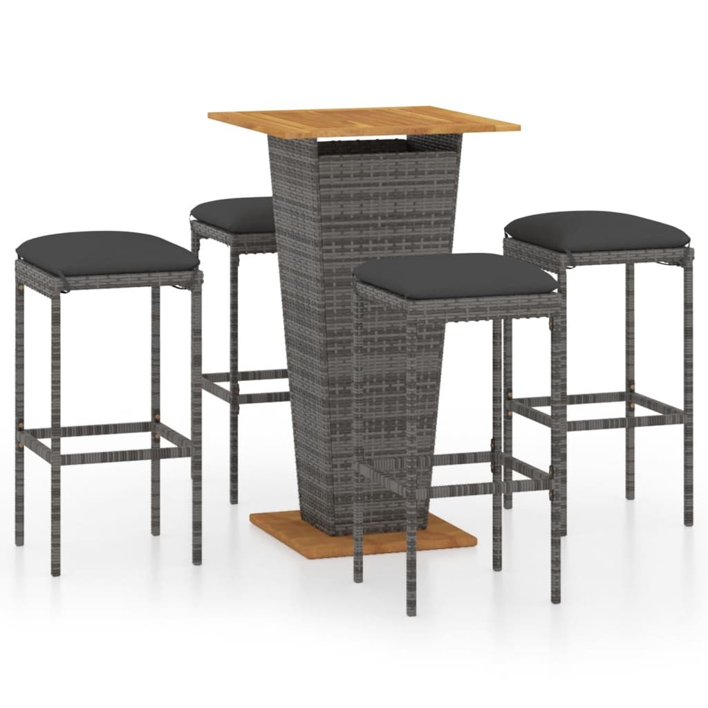 Patio Bar Set Seating 3/5/9 Piece Black/Gray 23.6″/31.5″ Table Length vidaXL