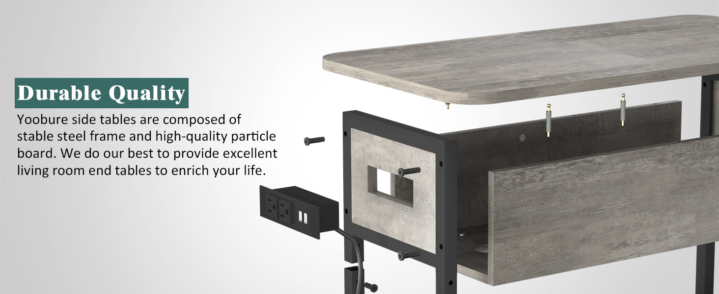 End Table with Charging Stat, Flip Side Table with USB