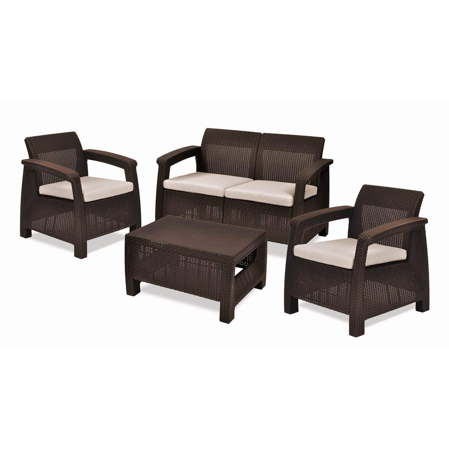KETER CORFU 4 PIC SET ALL WEATHER OUTDOOR PATIO GARDEN – Scratch & Dent