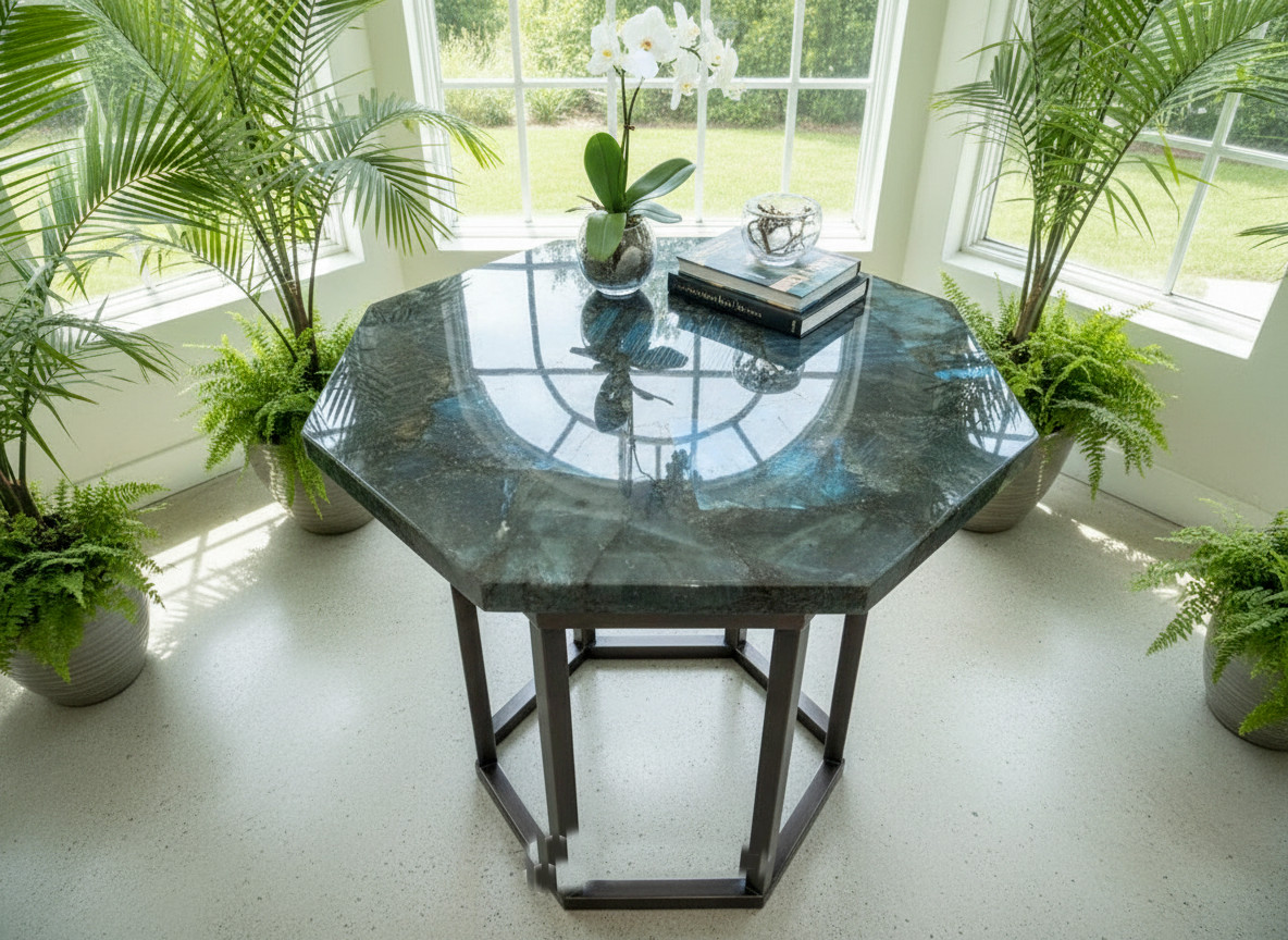 Labradorite Gemstone Coffee Table | Natural Crystal Handmade Luxury Table