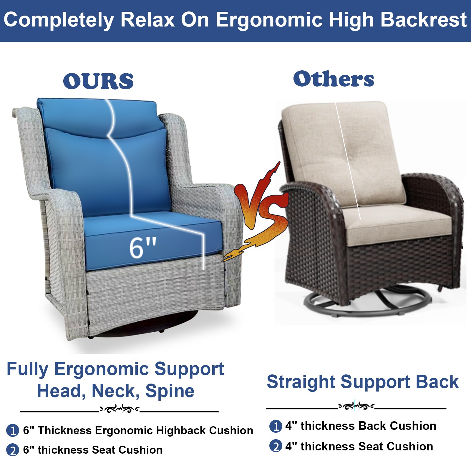 Wicker Patio Swivel Glider Chair, Outdoor Furniture Set, Patio Chair Set w/Table