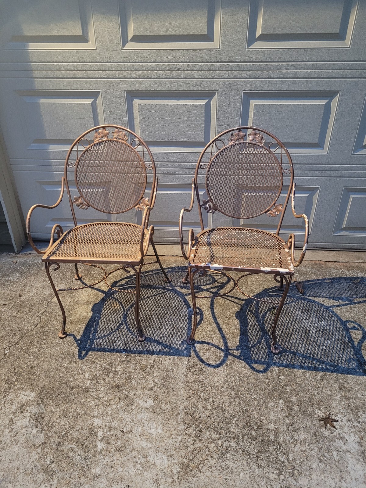 Vintage Wrought Iron Bronze Patio 2 Chairs