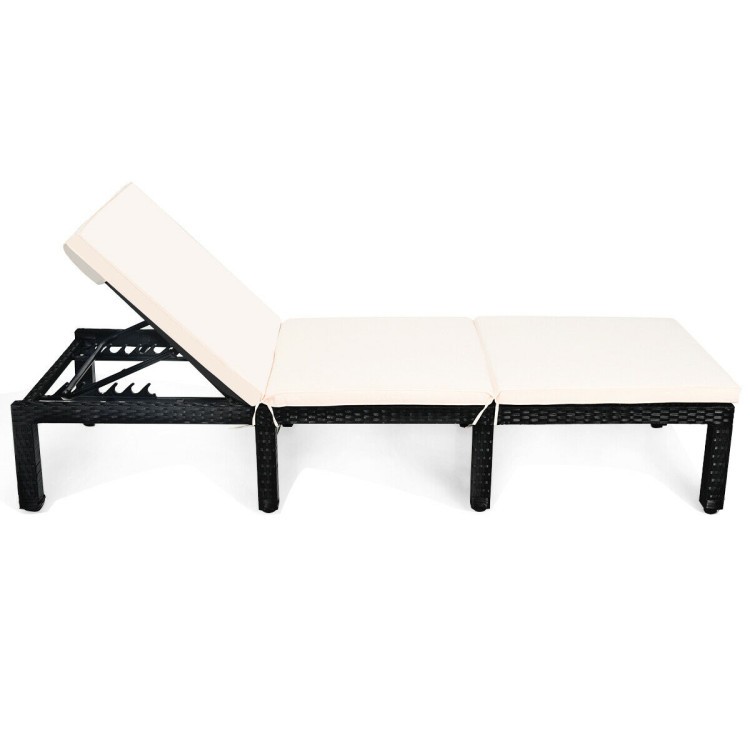 Outdoor Rattan Lounge Chair – 6-Position Adjustable Recliner with Cushions