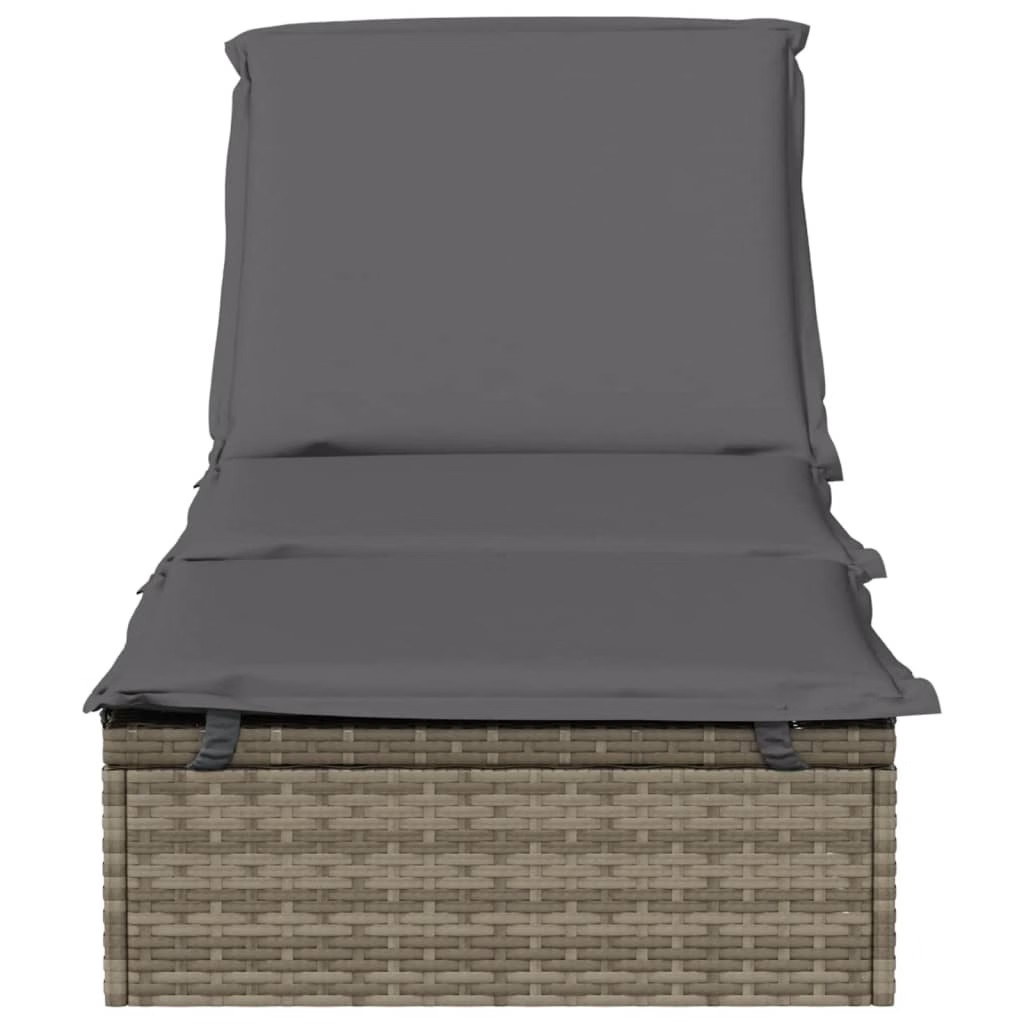 Sunbed 1 pc with Cushion Gray 79.1″x21.7″x24.4″ Poly Rattan