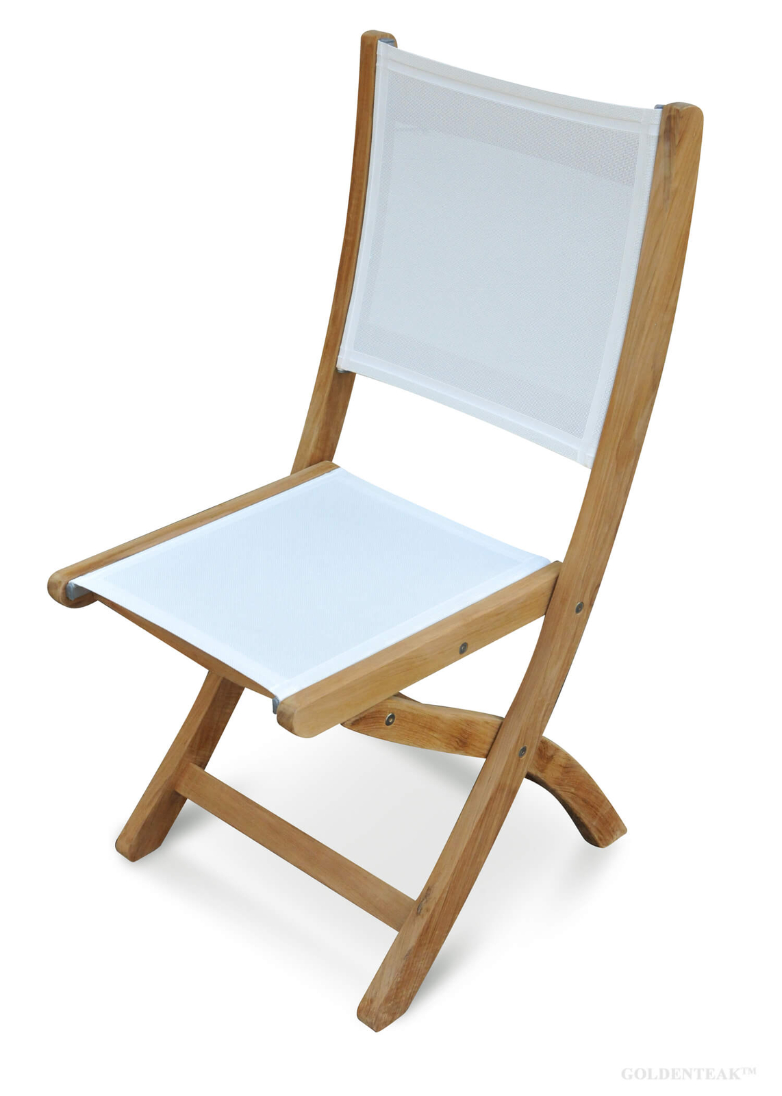 Teak Outdoor Dining Set 60in round table and 6 Sling Side Chairs – Choose Color