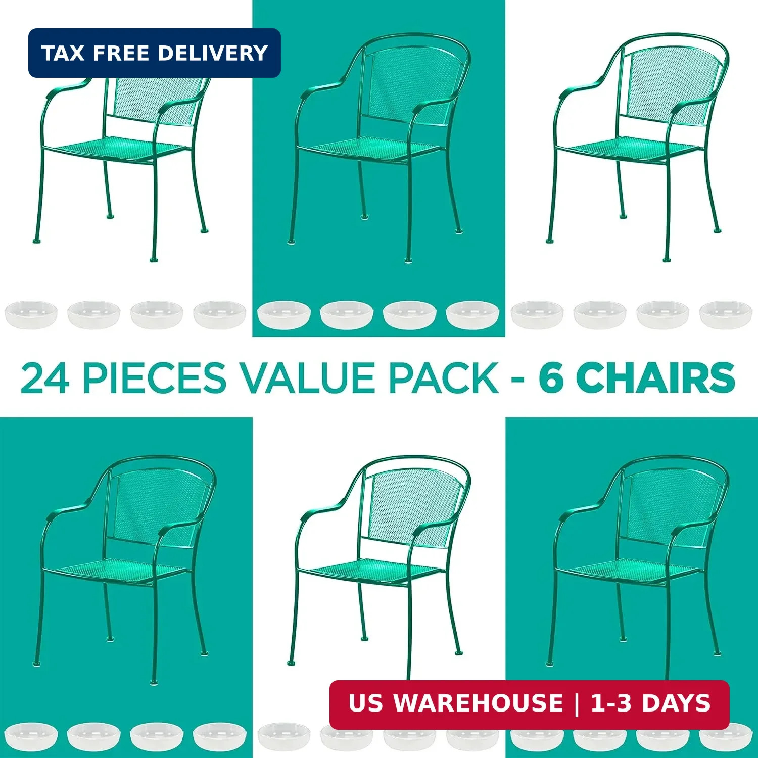 Wrought Iron Patio Furniture Feet Caps (24 Pack, White) – 1.5″ Round Plastic Out