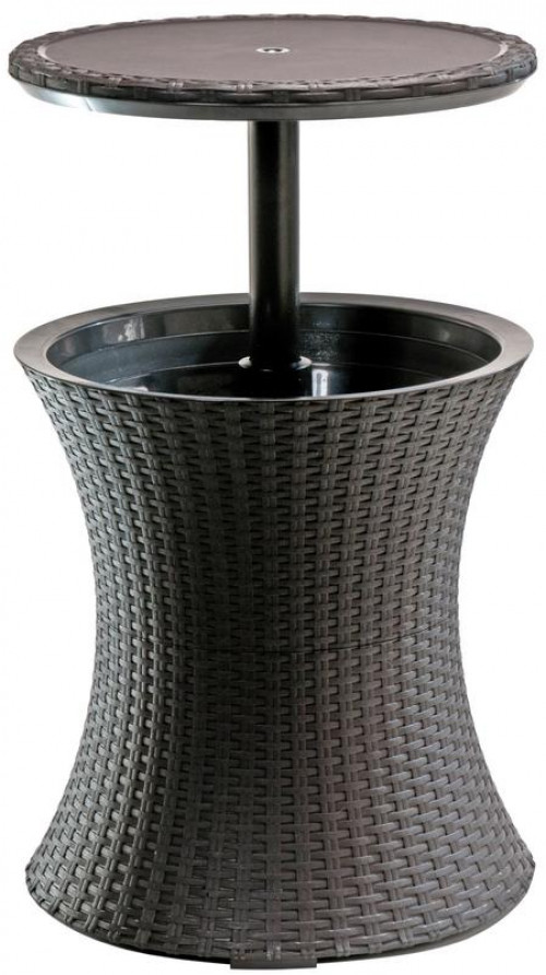 Drink Cooler Patio Table Cool Bar 7.5 Gal. Resin Rattan Outdoor Furniture BBQ