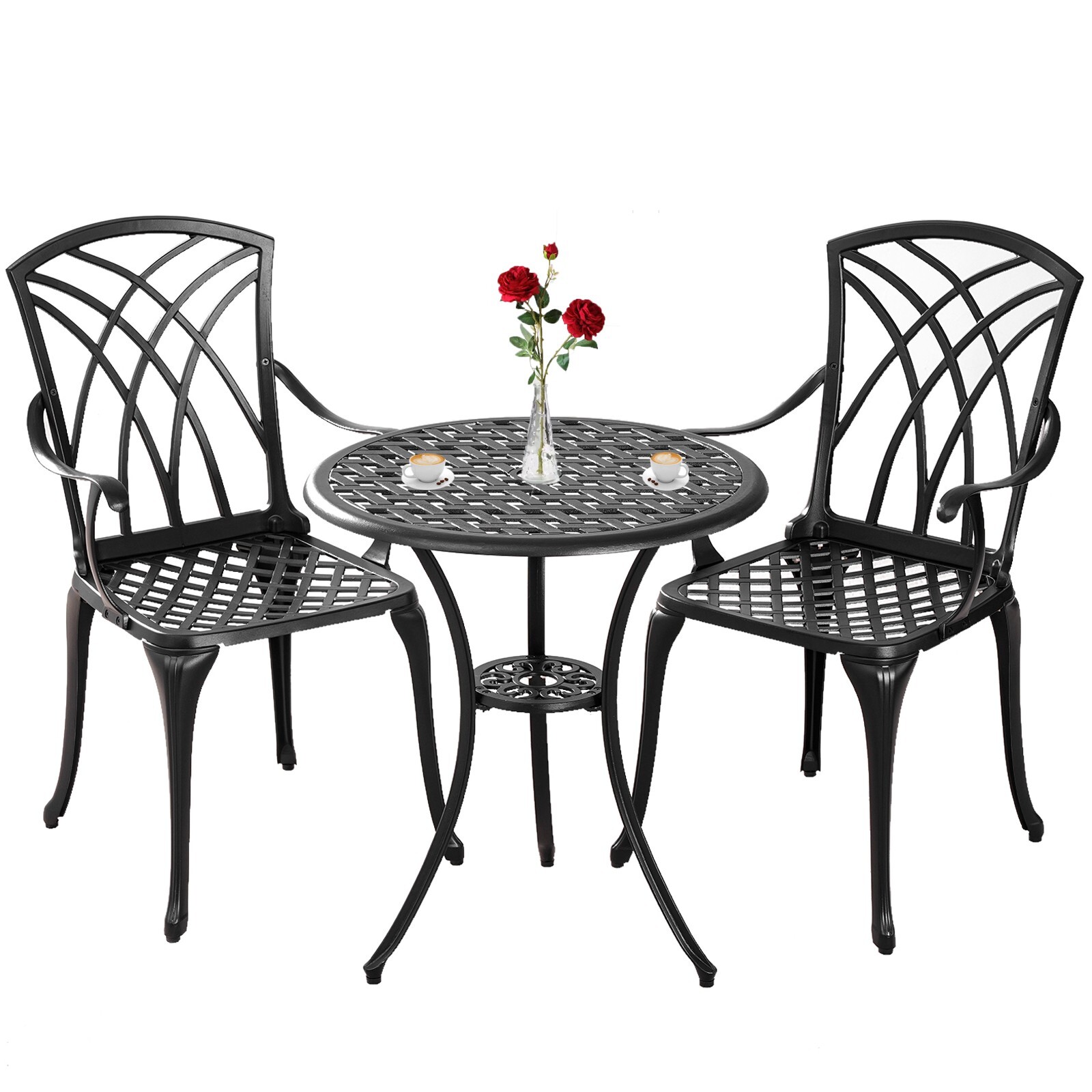 Bistro Set 3 Piece Outdoor,Metal Iron Outdoor Bistro Table and Chairs Set of 2